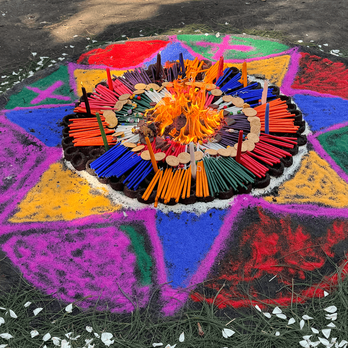 Shamanic healing in Birmingham, Alabama and a fire pit offering to the land.