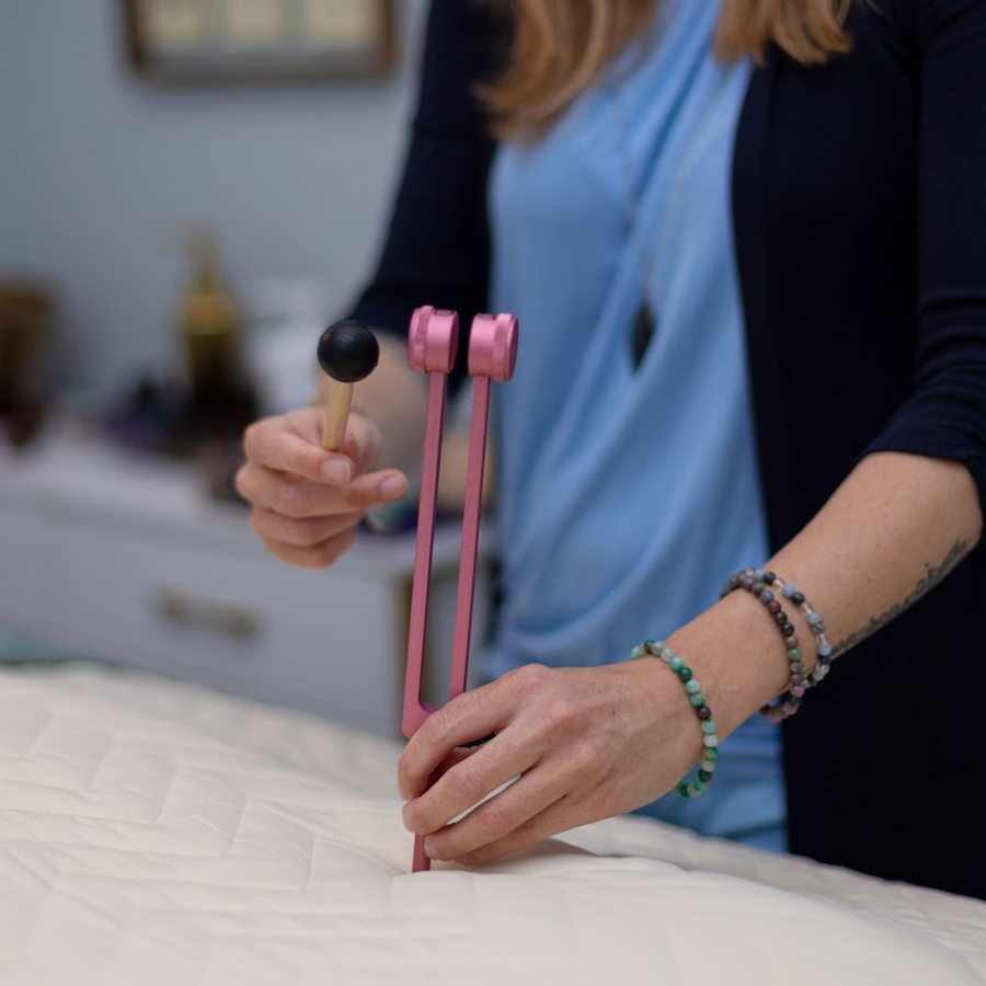 Nicole Beachum Doing Energy Healing with Tuning Fork